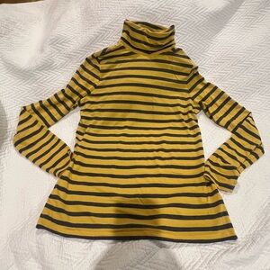 Lands' End Yellow and Gray Striped Turtleneck